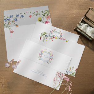 Enveloppe Blason de mariage élégant aux tons pastel de bleu