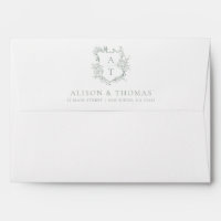 Blason de monogramme floral élégant mariage vert s