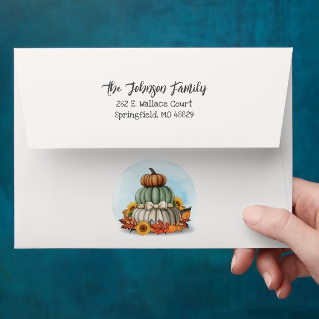 Enveloppe Blessé Thanksgiving Automne Sunflowers & Citrouill (Hand)