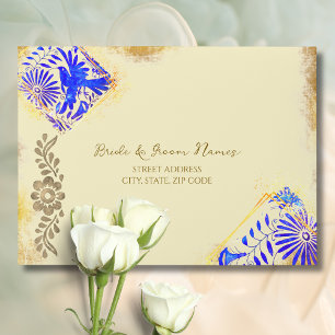 Enveloppe Bleu Baroque Talavera Gold Hummingbird RSVP Retour
