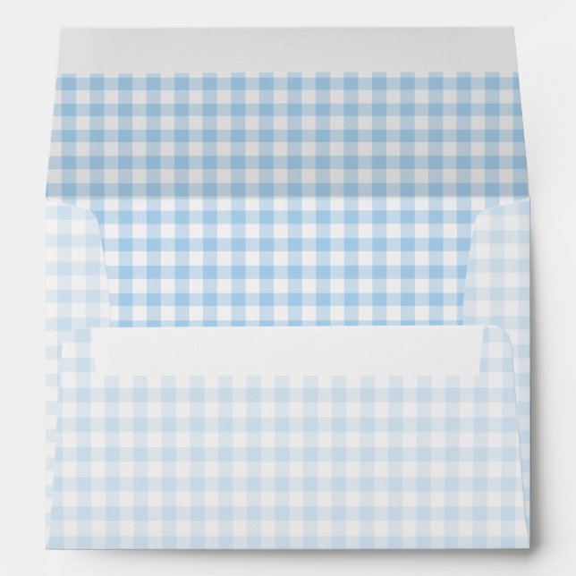 Enveloppe Bleu bébé Gingham classique (Dos (Bas))