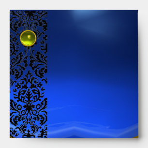 Enveloppe BLEU BLACK DAMASK Sapphire, Or, Jaune Topaz