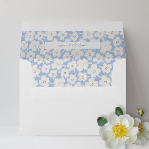Enveloppe Bleu blanc et blanc Mariage de marguerite florale