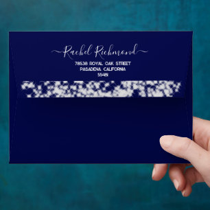 Enveloppe Bleu bleu Argent Rose papillons Quinceanera