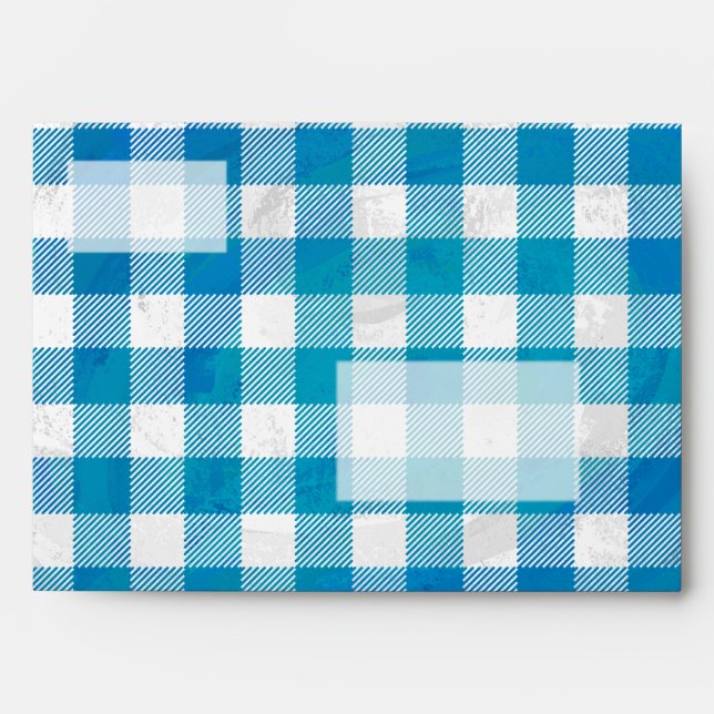 Enveloppe Bleu Checkered et blanc de plaid de Buffalo (Devant)