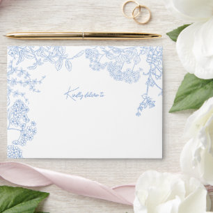Enveloppe Bleu Chinoiserie Toile de Jouy Mariage