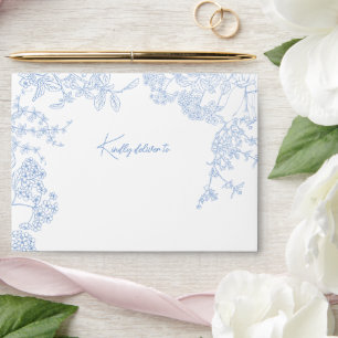 Enveloppe Bleu Chinoiserie Toile de Jouy Mariage