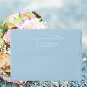Enveloppe Bleu clair Style simple Mariage de script moderne