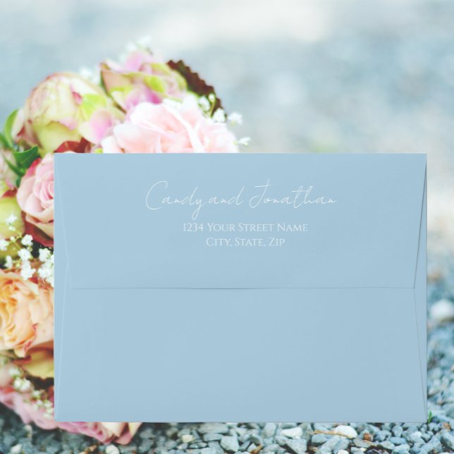 Enveloppe Bleu clair Style simple Mariage de script moderne (In Situ Flowers)