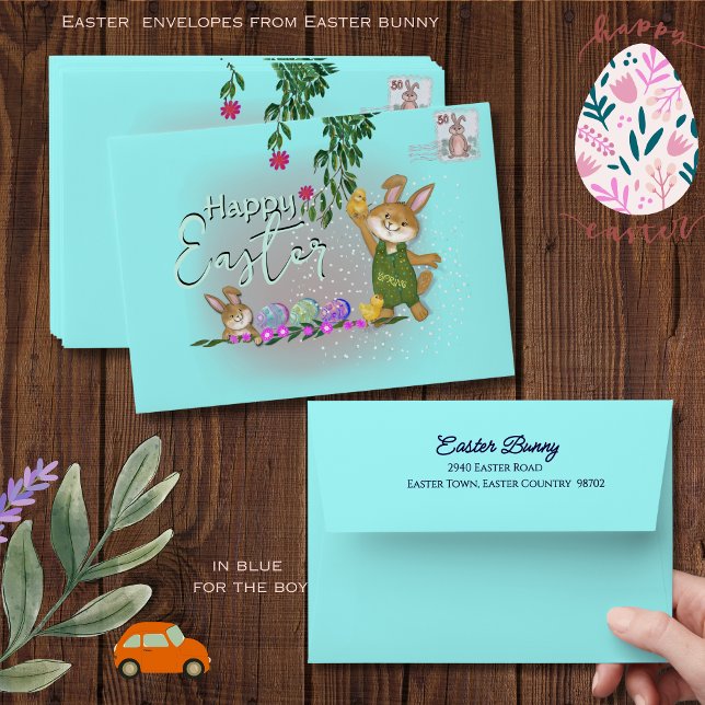 Enveloppe bleu cool du lapin de Pâques (Cool blue Envelope from Easter bunny )
