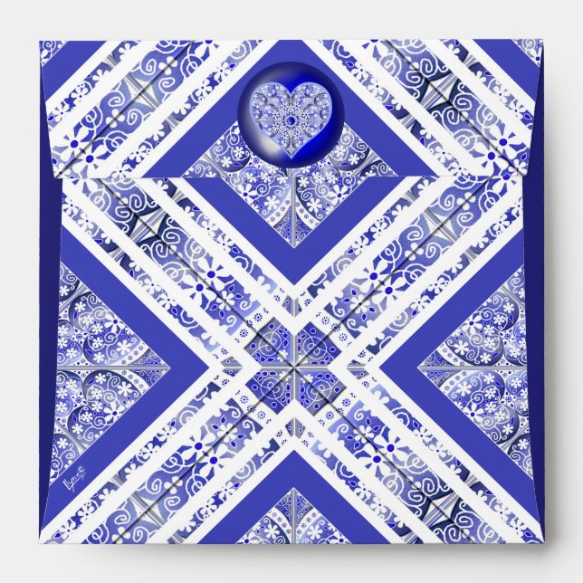 Enveloppe Bleu de dentelle en céramique de Grèce (Dos (Haut rabat))