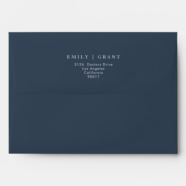 Enveloppe Bleu de marine classique Élégant Mariage blanc (Dos (Haut rabat))