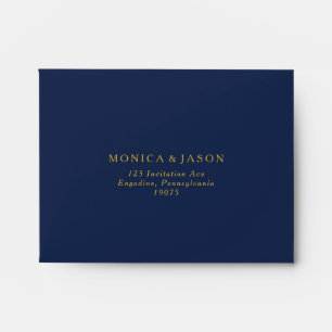 Enveloppe Bleu de marine classique Gold Auto-Adressé RSVP