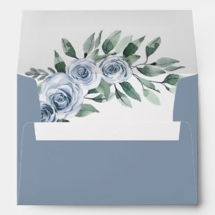Enveloppe Bleu Dusty Elegant Floral Boho Rose Rustique Maria