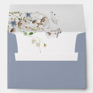 Enveloppe bleu Dusty Fleur sauvage