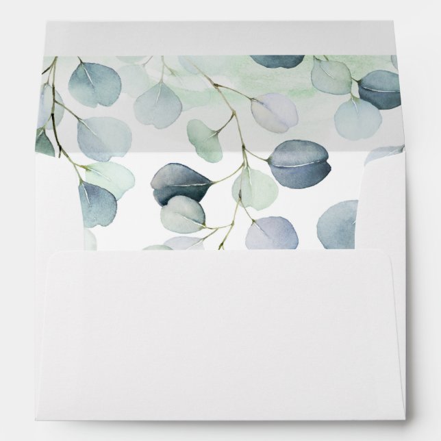 Enveloppe Bleu Dusty & Sage Vert Eucalyptus Botanique (Dos (Bas))