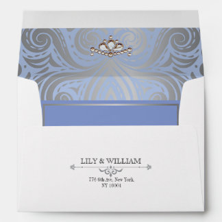 Enveloppe Bleu Elegant Artdeco Diamond Mariage Argent