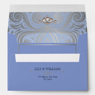 Enveloppe Bleu Elegant Artdeco Diamond Mariage Argent