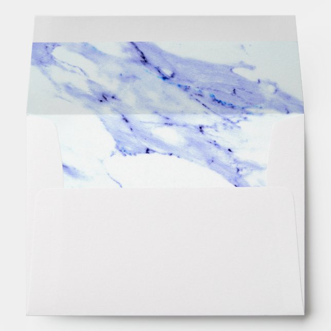 Enveloppe Bleu élégant moderne, Marbre blanc motif en granit (Dos (Bas))