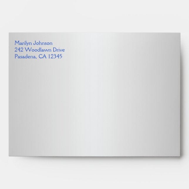 Enveloppe bleu et argent de cobalt pour des taille (Devant)