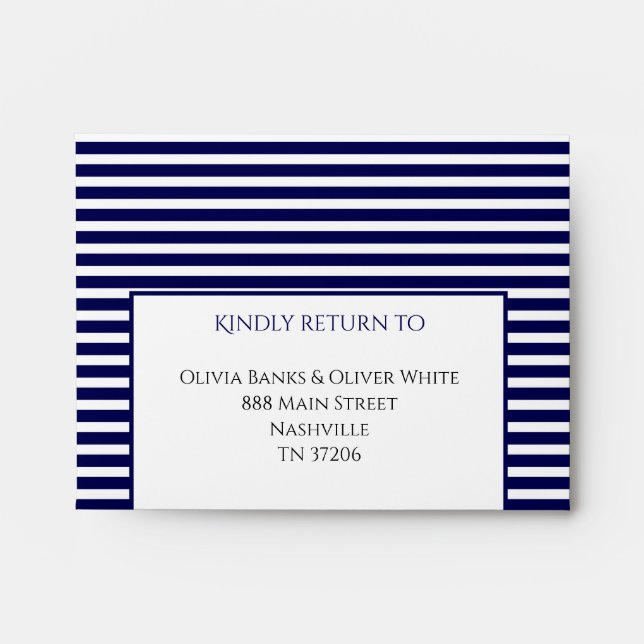 Enveloppe Bleu et blanc de la Marine - Mariage Invitation RS (Devant)