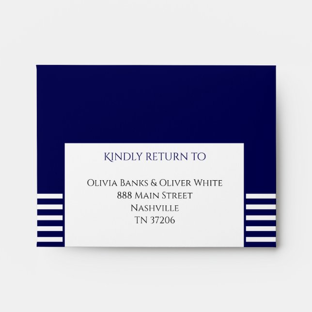 Enveloppe Bleu et blanc de la Marine - Mariage Invitation RS (Devant)