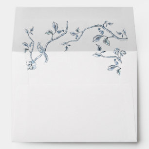 Enveloppe Bleu et blanc toile Retour adresse Mariage