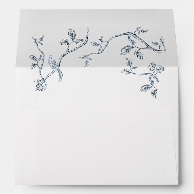Enveloppe Bleu et blanc toile Retour adresse Mariage (Dos (Bas))