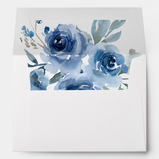 Enveloppe bleu et bleu floral Dusty (Dos (Bas))