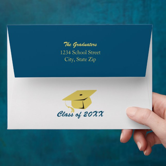 Enveloppe Bleu et Gold Graduation Party (Hand)