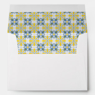 Enveloppe Bleu et jaune joli carrelage portugais motif