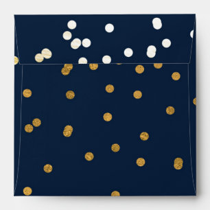 Enveloppe Bleu et or brillant Confetti Points Chic Moderne