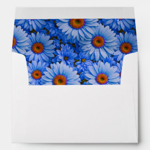 Enveloppe Bleu floral bleu tournesol bleu marguerites motif