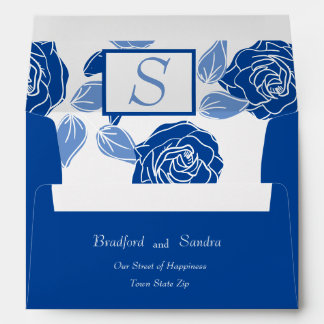 Enveloppe Bleu Floral Rose élégant Chic Simple Mariage