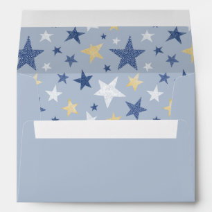Enveloppe Bleu Hiver Bleu Blanc & Jaune Etoiles