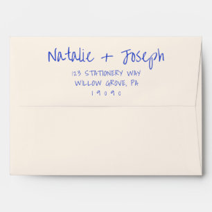 Enveloppe Bleu manuscrit tendance Unique Mariage moderne