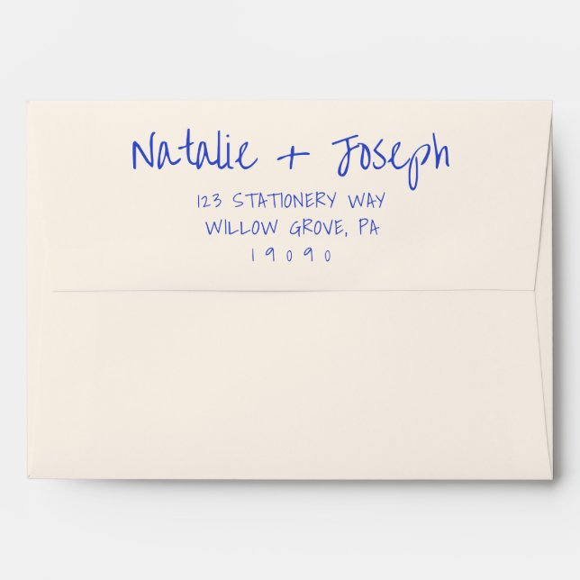 Enveloppe Bleu manuscrit tendance Unique Mariage moderne (Dos (Haut rabat))