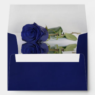 Enveloppe Bleu marbré profond de la marine avec mariage Rose