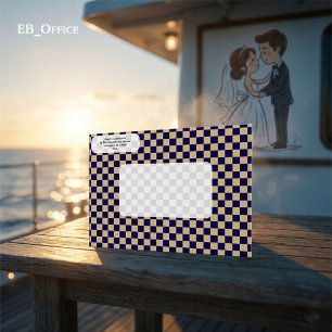 Enveloppe Bleu marine moderne, adresse de retour à carreaux
