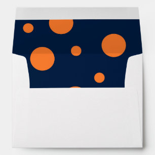 Enveloppe Bleu marine orange à pois