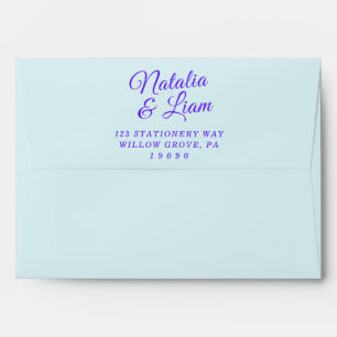 Enveloppe Bleu moderne coloré rétro brillant Mariage funky