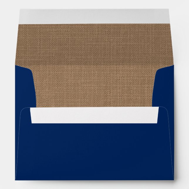 Enveloppe Bleu nautique et Burlap (Dos (Bas))