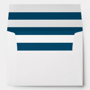 Enveloppe Bleu océan et blanc rayé doublé
