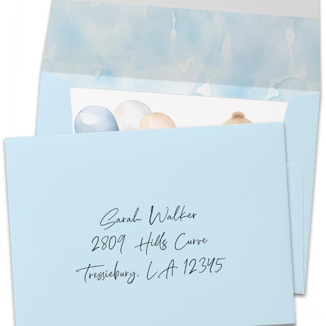 Enveloppe bleu pastel simple avec texture aquarelle (Blue Beige A7 envelope for all occasions.)