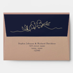Enveloppe Bleu rose Gold Navy 5x7