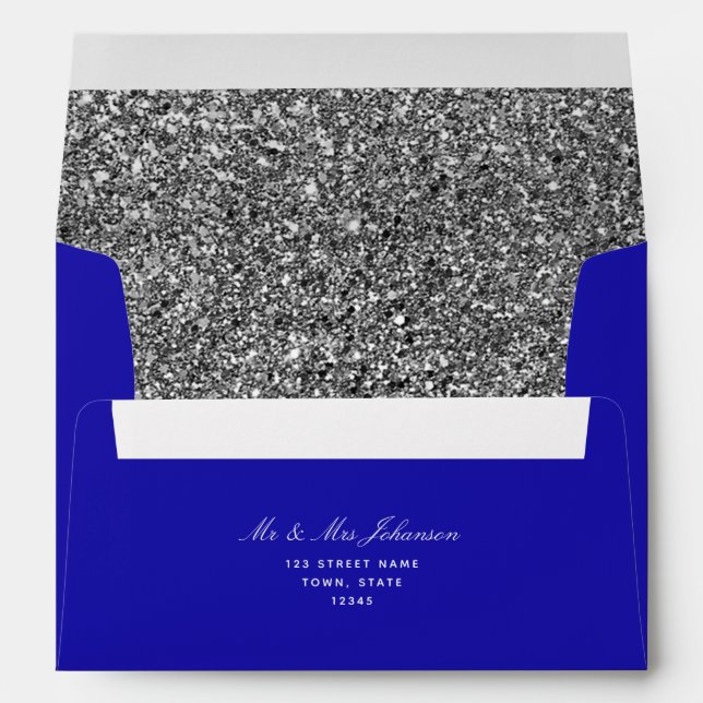 Enveloppe Bleu Royal et Paillettes d'Argent (Dos (Bas))