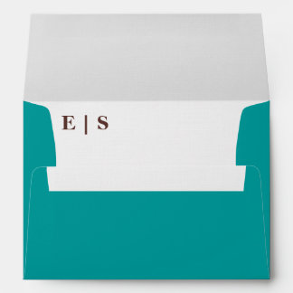 Enveloppe Bleu sarcelle minimaliste Monogramme Couple Photo