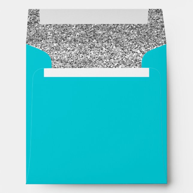 Enveloppe Bleu turquoise de Faux d'argent fascinant de (Dos (Bas))