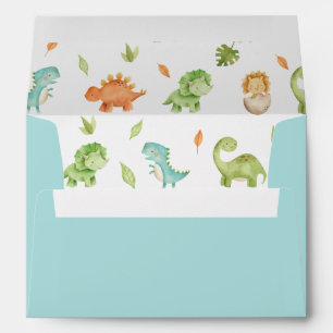 Enveloppe Bleu Vert Dinosaures 5 x 7 Carte A7