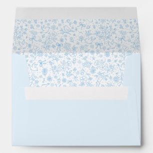 Enveloppe Bleu vintage élégant floral toile Cottagecore
